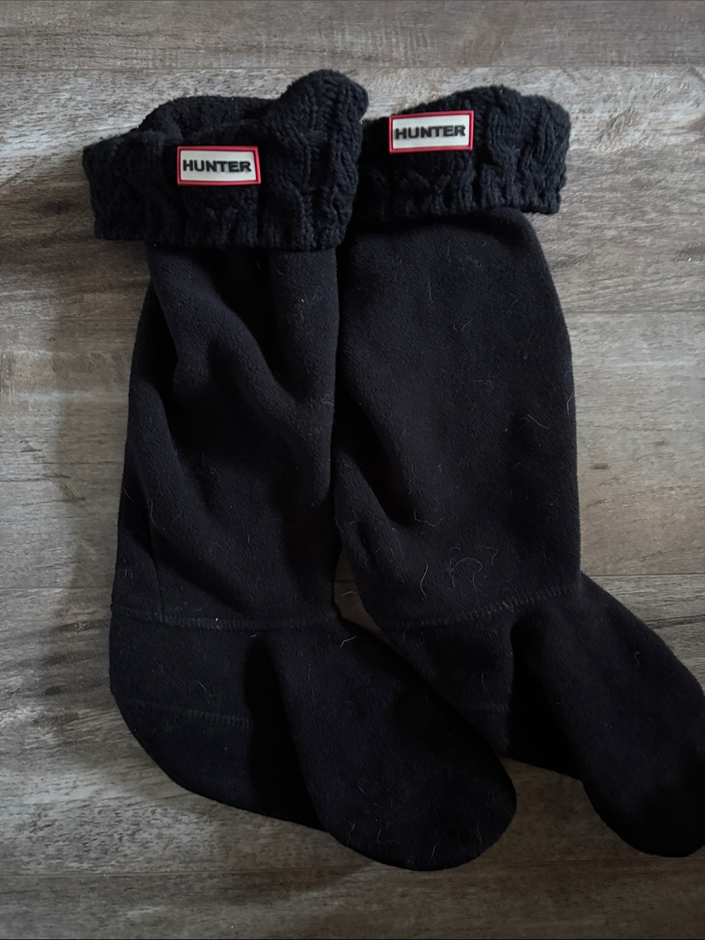 Hunter Black Cozy Cable Cuff Socks with Logo Patch
